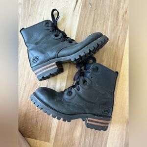 Rare Vintage 90s Y2K Skechers Black Leather Combat Boots Womens Grunge Punk